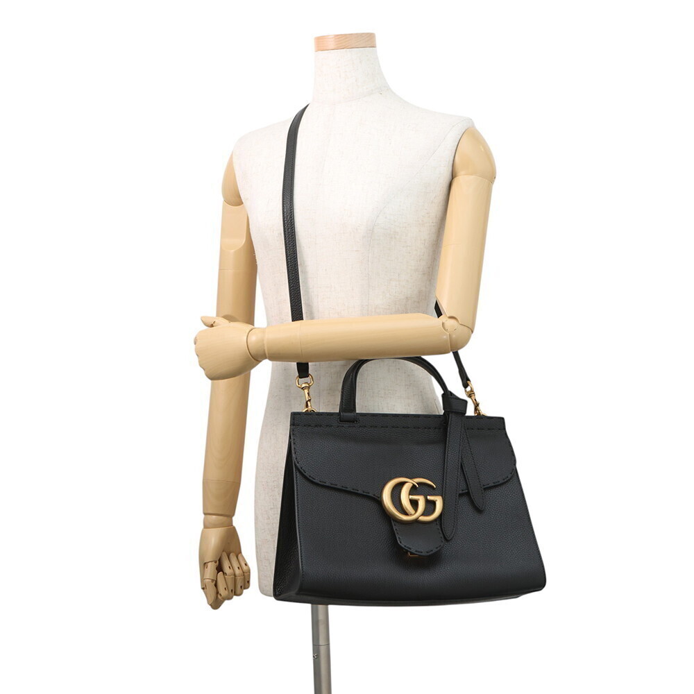 Gucci GG Marmont Leather Handbag Bag Black - Picture 6 of 10